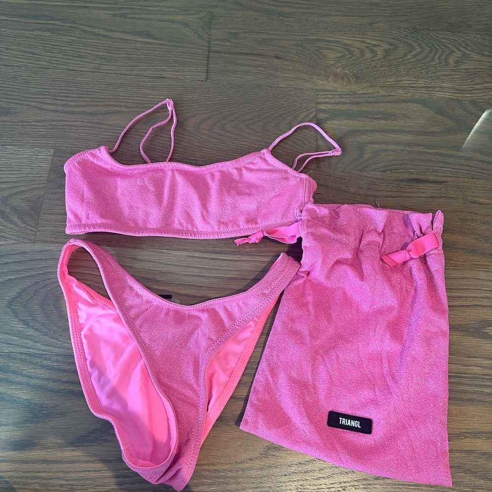 Pink sparkly TRIANGLE bikini